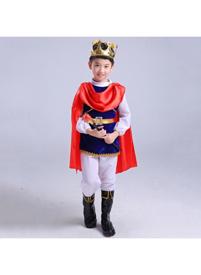 7 Piece Prince Charming Royal King Fancy Dress Up Halloween Costume Pretend Play with Crown for Kids Boys - Image 5
