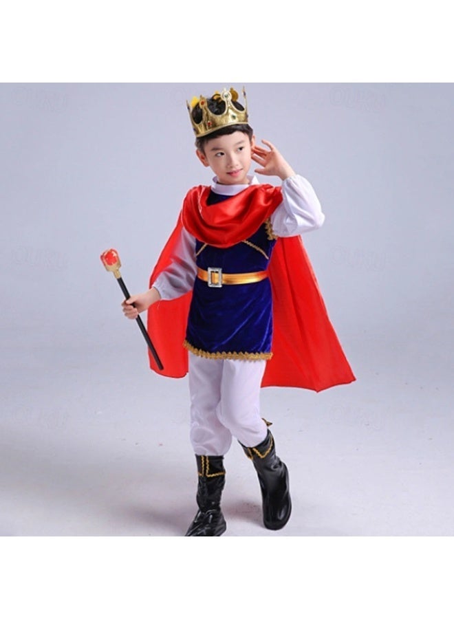 7 Piece Prince Charming Royal King Fancy Dress Up Halloween Costume Pretend Play with Crown for Kids Boys - Image 4
