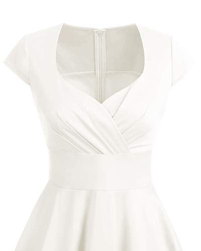 Bbonlinedress Vintage White Wedding Dress for Women 1950s Retro Formal Summer Cocktail Swing Party Dress Off White XL - Image 5