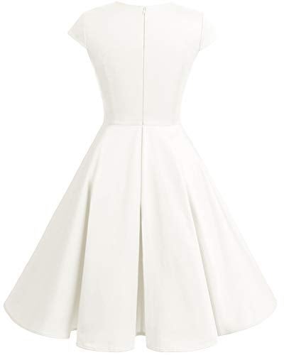 Bbonlinedress Vintage White Wedding Dress for Women 1950s Retro Formal Summer Cocktail Swing Party Dress Off White XL - Image 3