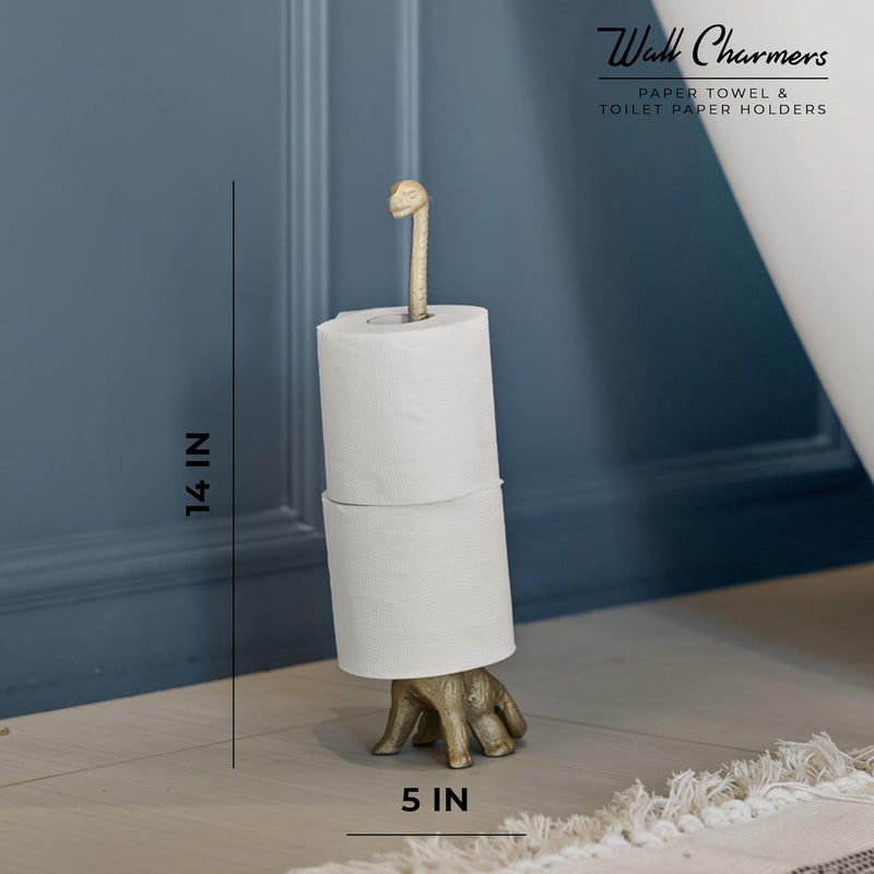 Wallcharmers Gold Paper Towel Holder, Metal Toilet or Kitchen Paper Holder for Floor or Countertop, Gold Dino - Image 5