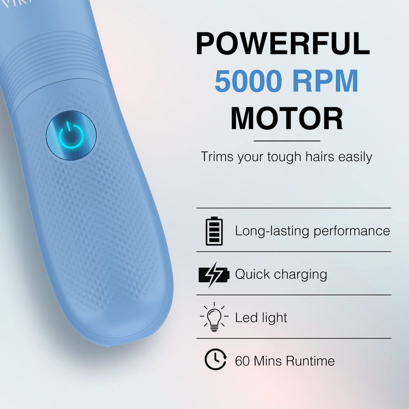 VIKICON Bikini Trimmer for Women: Painless Electric Pubic/Leg Shaver w/Light, Ceramic Hypoallergenic Blade, Waterproof Cordless Razor for Sensitive Skin, Travel-Ready Body Groomer, Gift for Her - Image 4