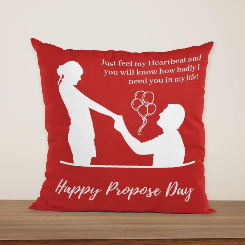 ascension Propose Day Printed Cushion Cover 12x12 with Filler Love Printed Cushion Gift for Boyfriend Girlfriend Valentine Day Gift Items Love Theme Printed Cushion for Gifts (Design 1) - Image 4