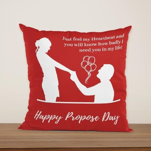 ascension Propose Day Printed Cushion Cover 12x12 with Filler Love Printed Cushion Gift for Boyfriend Girlfriend Valentine Day Gift Items Love Theme Printed Cushion for Gifts (Design 1) - Image 1