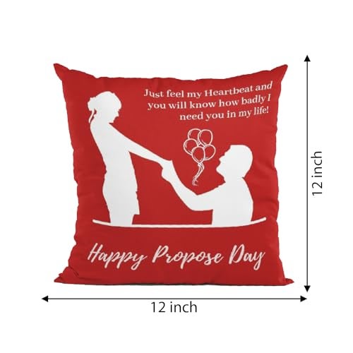 ascension Propose Day Printed Cushion Cover 12x12 with Filler Love Printed Cushion Gift for Boyfriend Girlfriend Valentine Day Gift Items Love Theme Printed Cushion for Gifts (Design 1) - Image 3