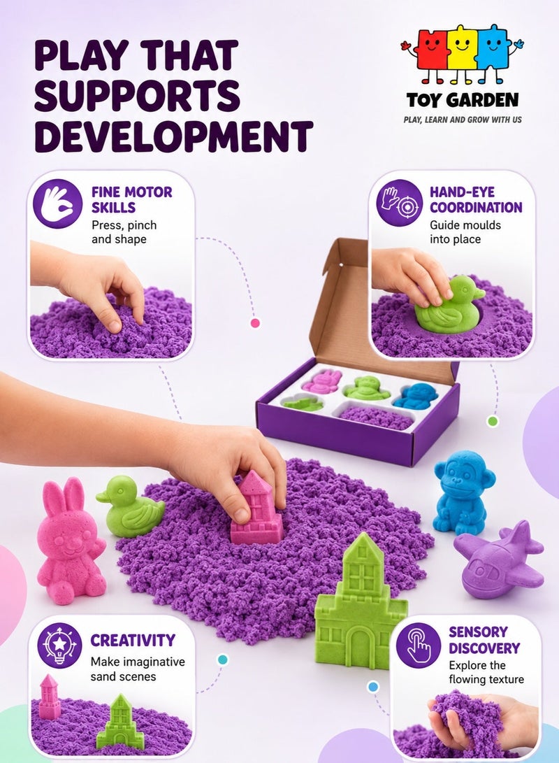 Magic Sand Clay Box for Kids – Colorful Molding Sand Kit with Tools, Sensory Play Toy Set, Age 3+ - Image 3