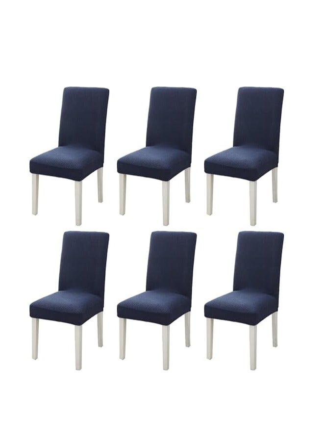 6 PCS Chair Cover Stretch Dining Chair Covers Removable Washable Home Chair Hotel Restaurant Chair Cover Four Seasons Universal Chair Cover for Dining Room, Banquet，Hotel(Dark Blue)  - Image 1