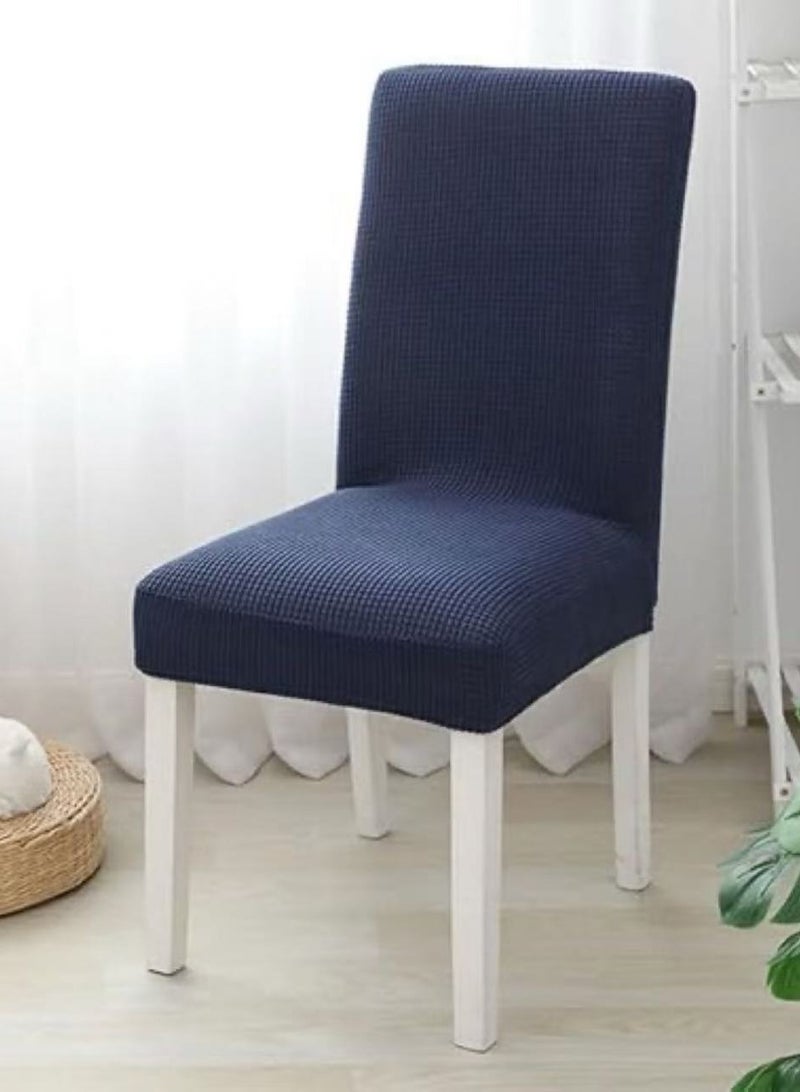 6 PCS Chair Cover Stretch Dining Chair Covers Removable Washable Home Chair Hotel Restaurant Chair Cover Four Seasons Universal Chair Cover for Dining Room, Banquet，Hotel(Dark Blue)  - Image 2