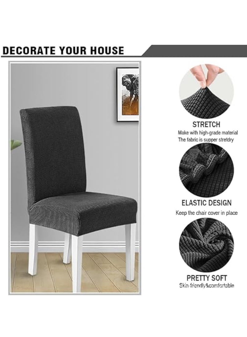 6 PCS Chair Cover Stretch Dining Chair Covers Removable Washable Home Chair Hotel Restaurant Chair Cover Four Seasons Universal Chair Cover for Dining Room, Banquet，Hotel(Dark Blue)  - Image 5