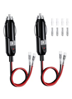 Y&D Cigarette Lighter Plug, 12V Fused Replacement Male Plug Adapter with Leads & LED Light 16AWG Extension Cable 15A Fuse (2 Pack)  - Image 1