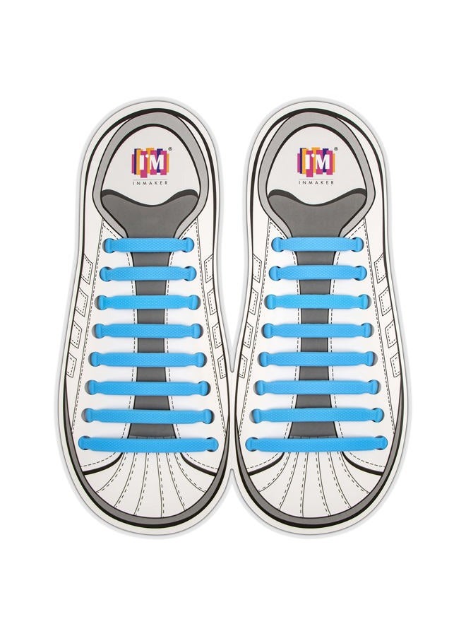 INMAKER (Adults Size, Blue) - No Tie Shoelaces for Kids and Adults, Elastic Shoe Laces for Sneakers, Silicone Tieless Laces - Image 1