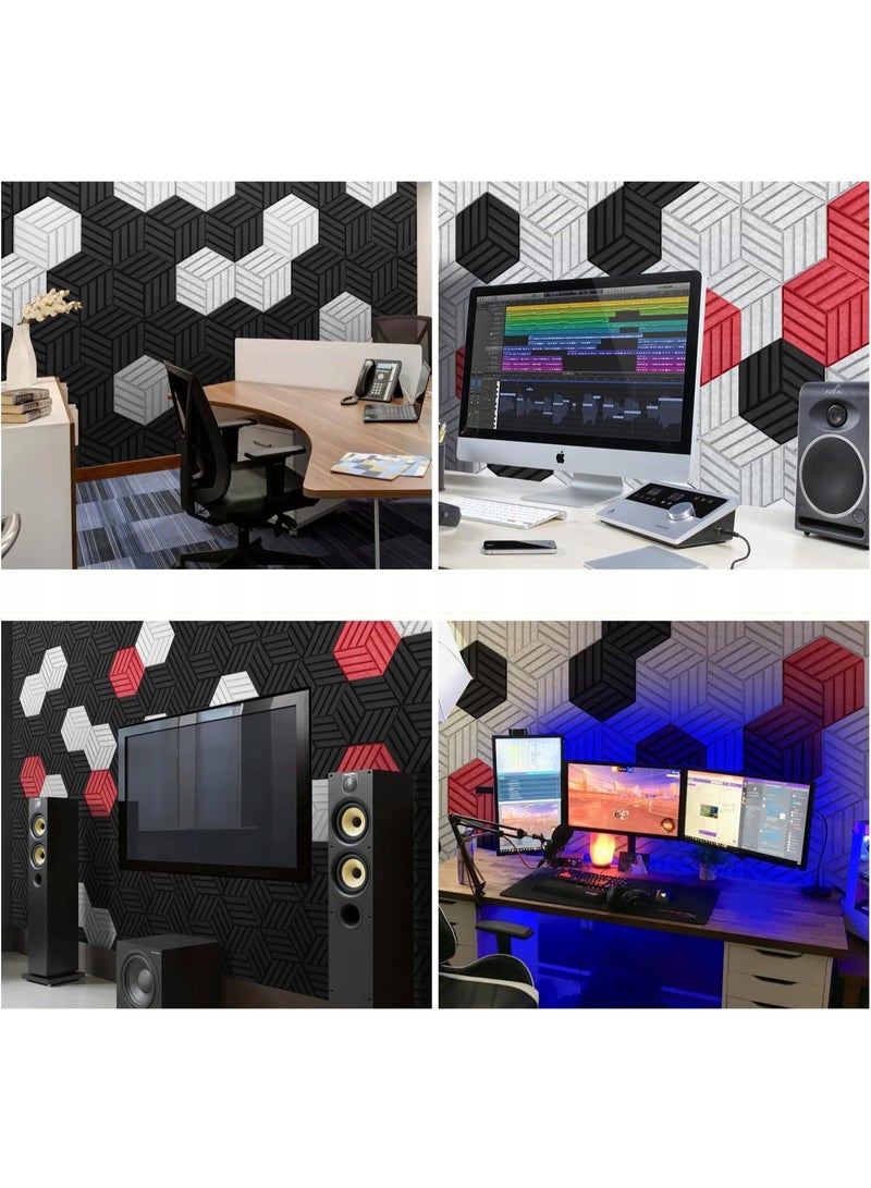 XiuWoo 12 Pack Sound Proof Foam Panels, 12X10X0.4 inch/30X26X1cm,Acoustic Panels Self-Adhesive, Soundproof Wall Panels High Density, Acoustic Panels Sound Absorbing for Wall Decoration and Acoustic Treatment-Black - Image 3