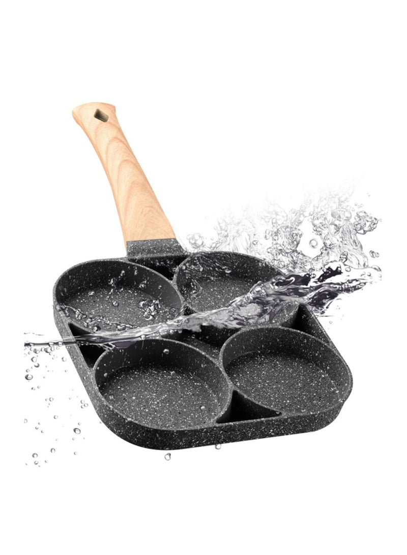 4 Slots Egg Burger Pancake Maker Wooden Handle Nonstick Cooking Pot  - Image 5