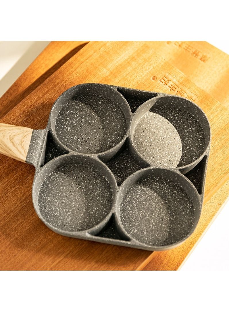 4 Slots Egg Burger Pancake Maker Wooden Handle Nonstick Cooking Pot  - Image 1