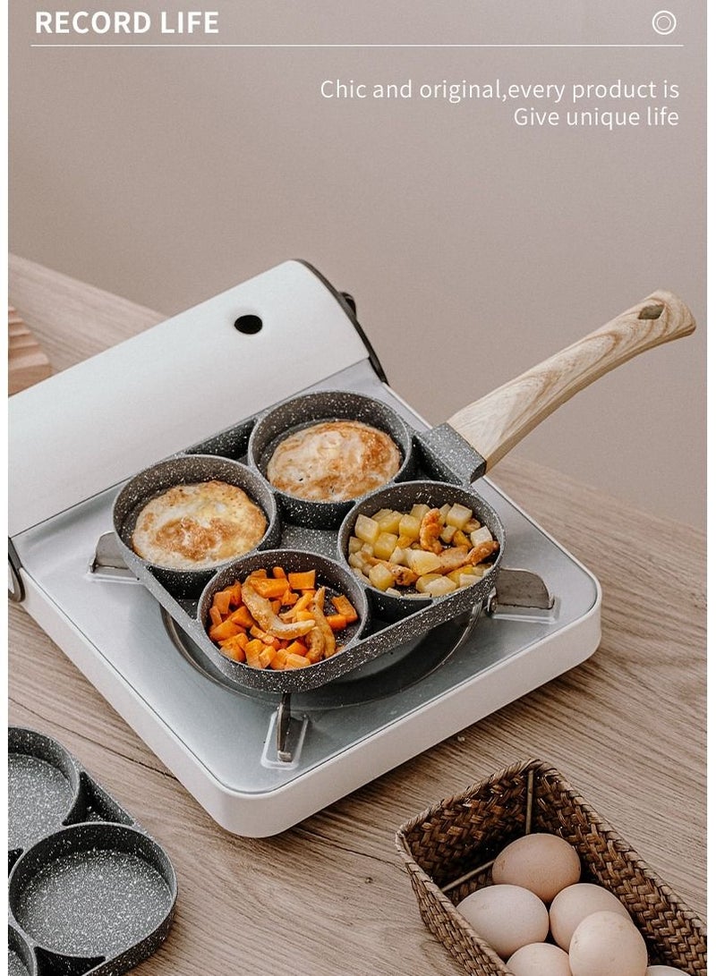 4 Slots Egg Burger Pancake Maker Wooden Handle Nonstick Cooking Pot  - Image 3