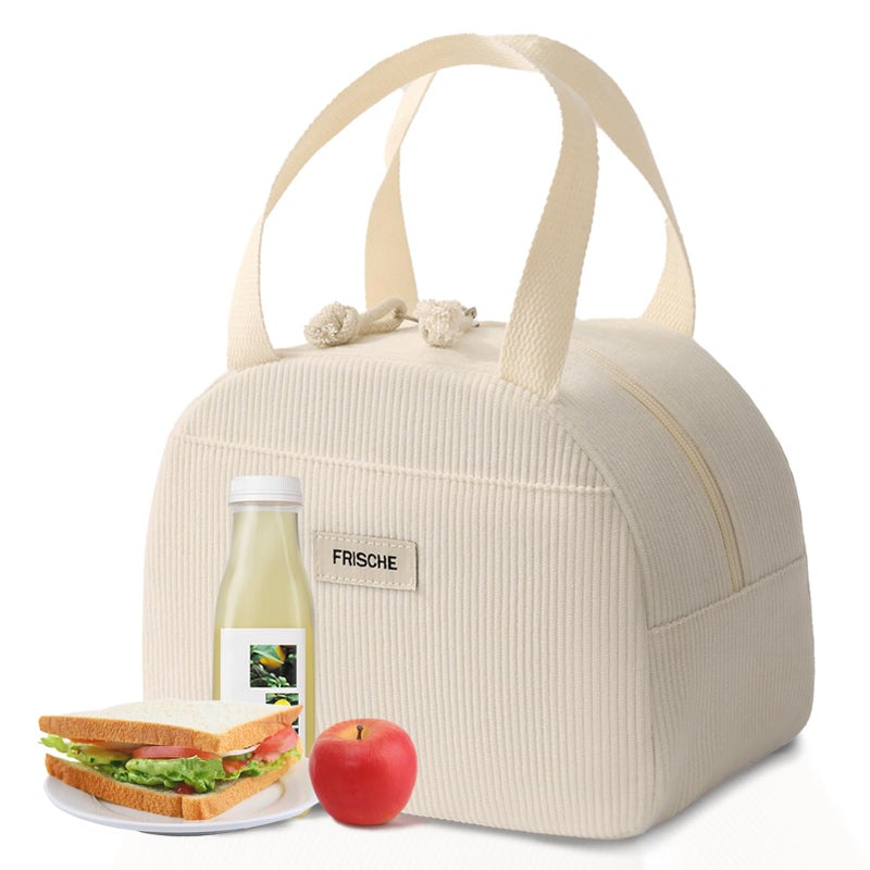 Baglemon Lunch Bag for Women Men Cute Corduroy Lunch Tote Bags Reusable Insulated Lunch Box Large Capacity Reusable Insulated Cooler for WorkPicnicTravel