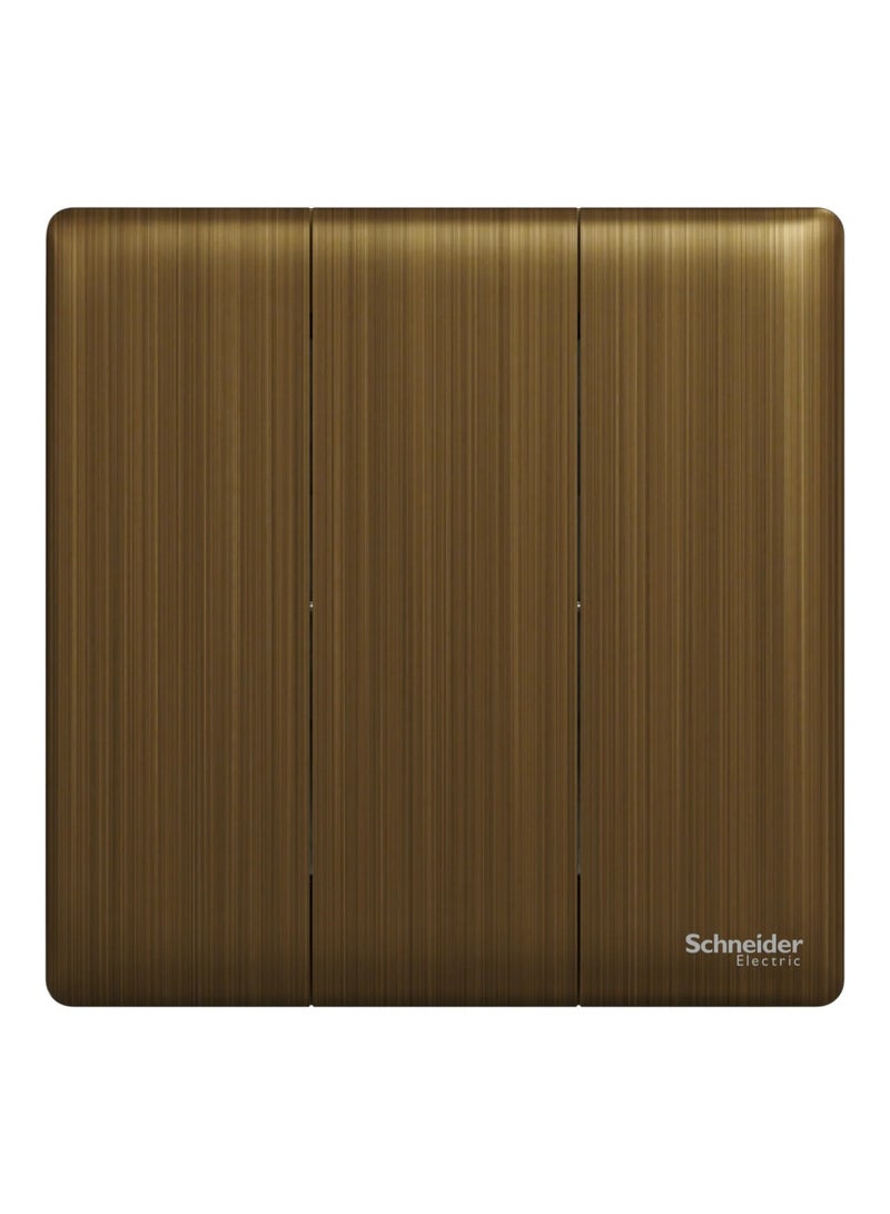 Schneider Electric Switch, Unica X, 1 way, 16AX, 250V, 3 gangs, antique brass - NUX33_1_AB - Image 1