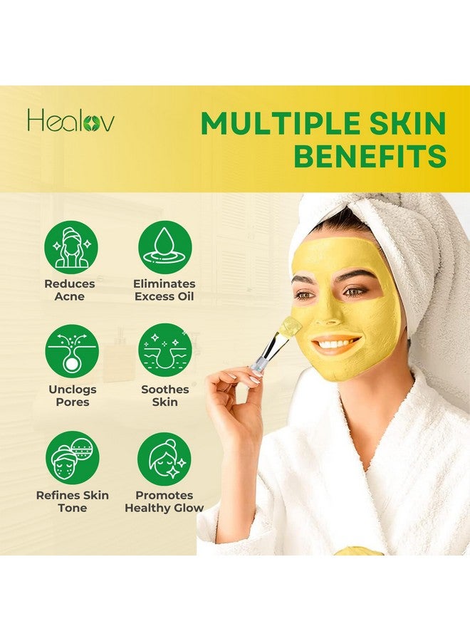 Healov Sulfur Face Mask - All Natural Sulfur Facial Clay Mask - Glowing Skin Mask For Acne, Spots, Oily Skin - Sulfur Acne Mask Absorbs Excess Oil and Unclogs Pores - Sulfur Mask Skincare - Image 3
