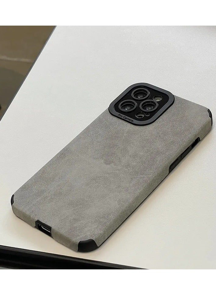 جومو ستور غطاء فاخر من جلد PU لهاتف iPhone 14 Pro Max – غطاء واقٍ بملمس جلد الحمل مقاوم للصدمات للرجال والنساء، مع حماية للعدسة، نحيف ومتين، مقاوم للخدوش والصدمات - Image 2