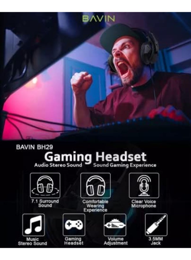 BAVIN Highly Compatibility Gaming Headset BH29 w/Microphone/Headphone 3.5mm Jack for Mobile Phone/Tablet/PC/Desktop/Laptop - Image 2