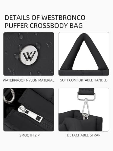 WESTBRONCO Puffer Crossbody Bags for Women, Quilted Purses, Lightweight Shoulder Bag Puffy Bag Nylon Handbags for Travel - Image 4