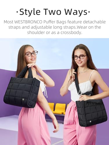 WESTBRONCO Puffer Crossbody Bags for Women, Quilted Purses, Lightweight Shoulder Bag Puffy Bag Nylon Handbags for Travel - Image 5