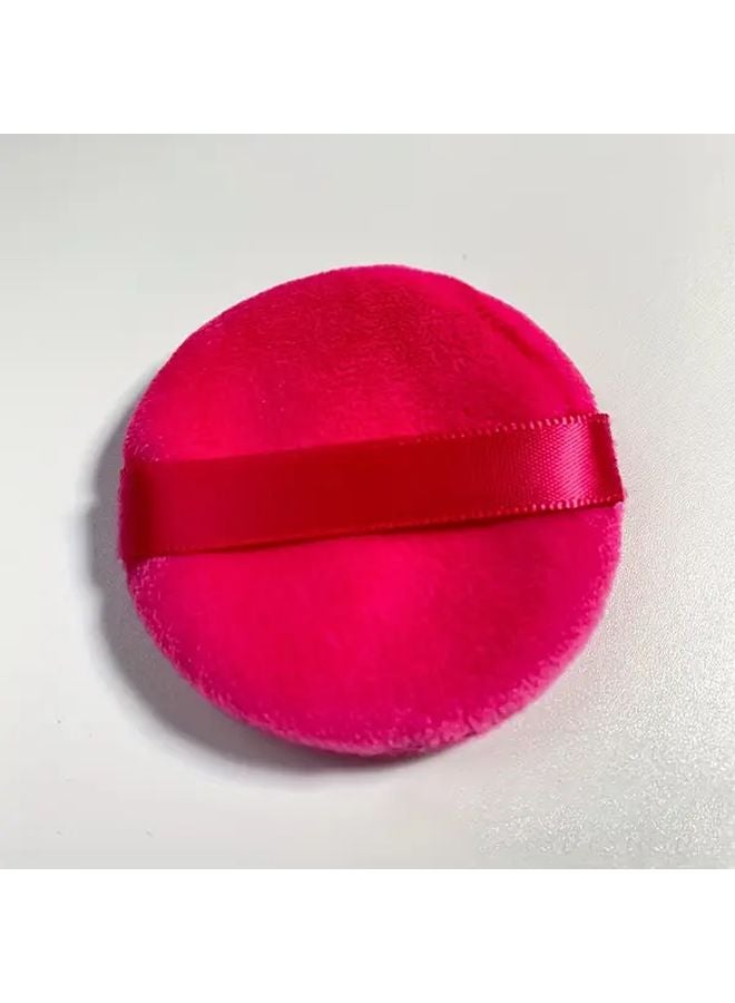 10 Pack Rose Red Flocking Powder Puffs Round Velvety Makeup Applicators Reusable - Image 1