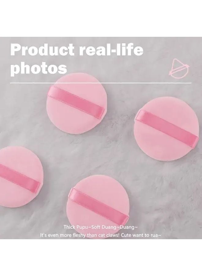 10 Pack Rose Red Flocking Powder Puffs Round Velvety Makeup Applicators Reusable - Image 4