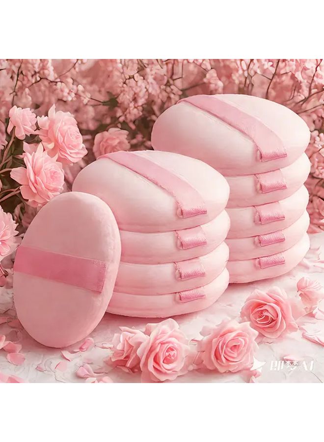 10 Pack Rose Red Flocking Powder Puffs Round Velvety Makeup Applicators Reusable - Image 2