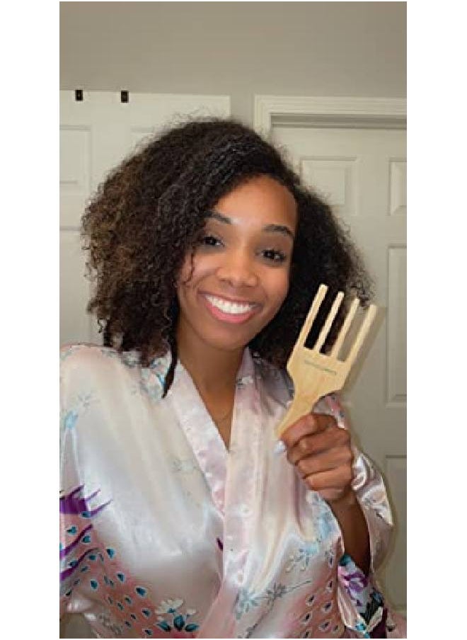 GranNaturals - Hair Picks For Curly Hair 4Prong Widetoothed Comb Hair Pick For Fluffing Curls Wooden Hair Pic For Combing Styling Detangling African American Hairstyles And Curly + Wavy Hair - Image 1