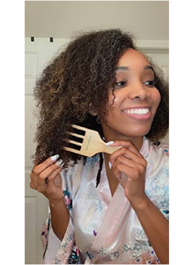 GranNaturals - Hair Picks For Curly Hair 4Prong Widetoothed Comb Hair Pick For Fluffing Curls Wooden Hair Pic For Combing Styling Detangling African American Hairstyles And Curly + Wavy Hair - Image 1