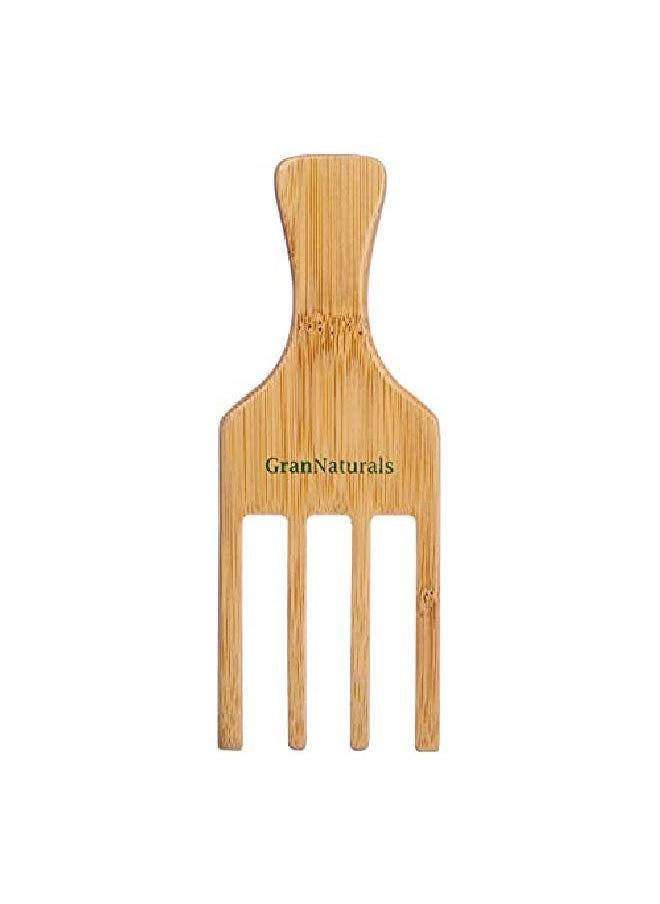 GranNaturals - Hair Picks For Curly Hair 4Prong Widetoothed Comb Hair Pick For Fluffing Curls Wooden Hair Pic For Combing Styling Detangling African American Hairstyles And Curly + Wavy Hair - Image 1