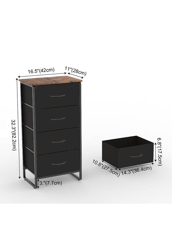 Solerconm 4-Drawer Fabric Storage Organizer with Metal Frame, Chest of Drawers with Shelves and Handles, Multi-Purpose Storage Cabinet for Bedroom, Living Room, Entryway, Hallway, Black  - Image 3