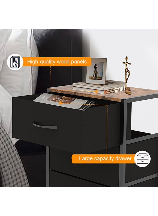 Solerconm 4-Drawer Fabric Storage Organizer with Metal Frame, Chest of Drawers with Shelves and Handles, Multi-Purpose Storage Cabinet for Bedroom, Living Room, Entryway, Hallway, Black  - Image 4