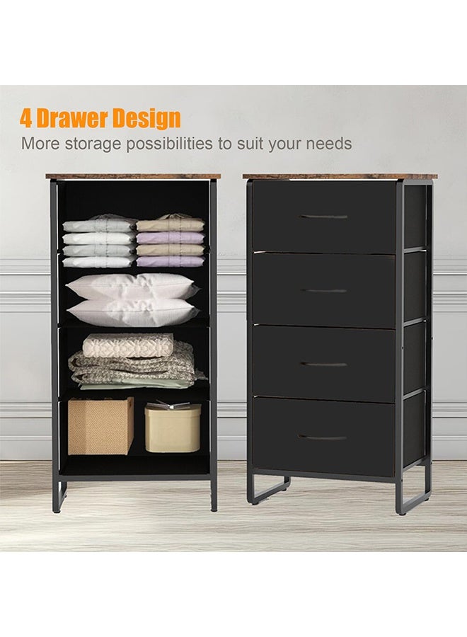 Solerconm 4-Drawer Fabric Storage Organizer with Metal Frame, Chest of Drawers with Shelves and Handles, Multi-Purpose Storage Cabinet for Bedroom, Living Room, Entryway, Hallway, Black  - Image 5