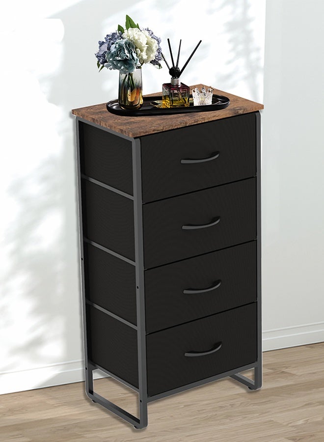 Solerconm 4-Drawer Fabric Storage Organizer with Metal Frame, Chest of Drawers with Shelves and Handles, Multi-Purpose Storage Cabinet for Bedroom, Living Room, Entryway, Hallway, Black  - Image 2