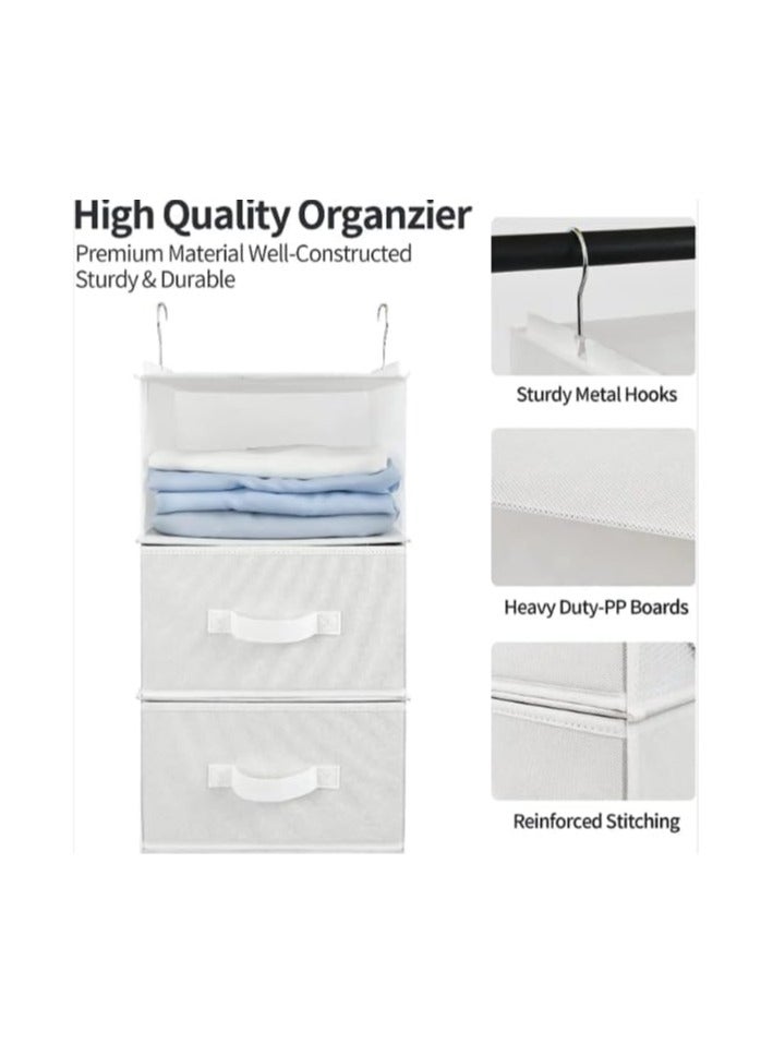 Durable Material Hanging Closet Organizer Foldable 6 Shelf Clothes Organization with Drawers For Underwear, Socks, Drawers for Big Items (Grey) - Image 4