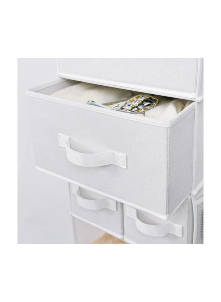 Durable Material Hanging Closet Organizer Foldable 6 Shelf Clothes Organization with Drawers For Underwear, Socks, Drawers for Big Items (Grey) - Image 5