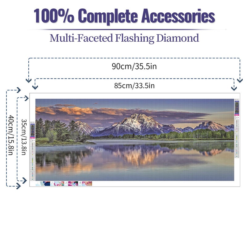 JATOK 5D Diamond Painting Kits for Adults DIY Large Mountain Full Round Drill (35.5 x 15.7 inch) Crystal Rhinestone Embroidery Pictures Arts Paint by Number Diamond Art Kits for Home Wall Decor - Image 2