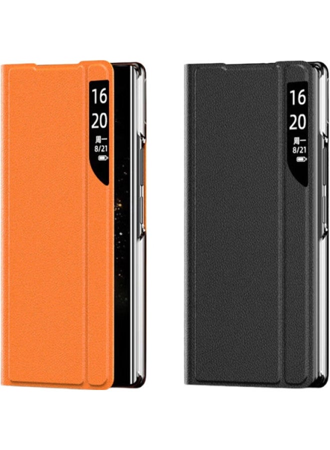 Kmaxai Foldable Phone Case For Xiaomi Mix Fold 3, Protective Cover With Stand, Magnetic, Full Protection, Shockproof, Smart Sleep/Wake, Business Leather Case, Black - Image 1