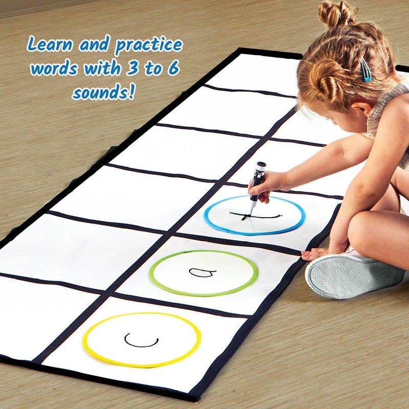 hand2mind hand2mind Elkonin Box Floor Mat Activity Set Phonemic Awareness Phonics Games Science of Reading Classroom Materials Toddler Gross Motor Toys Kids Active Play Preschool Learning Activities - Image 3