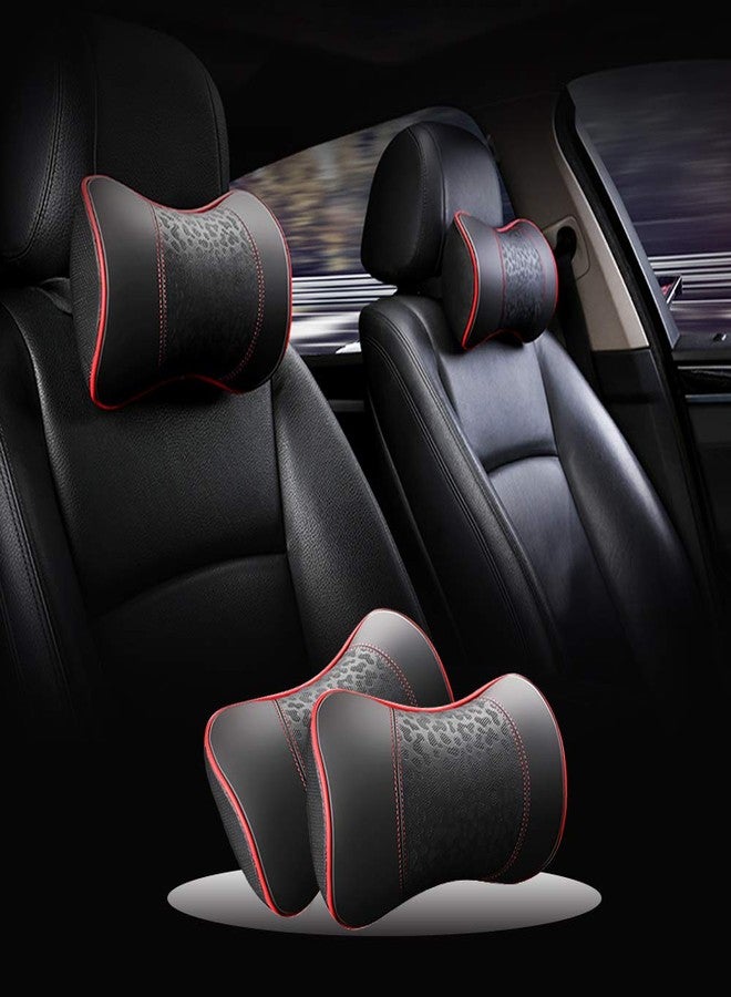 HAOTULE Car Leather Neck Pillows, Neck Rest Cushions,100% Memory Foam Cervical Support, Comfortable Travel car Seats and Home Office Soft Pillows, Red a Set (2 pcs) - Image 2