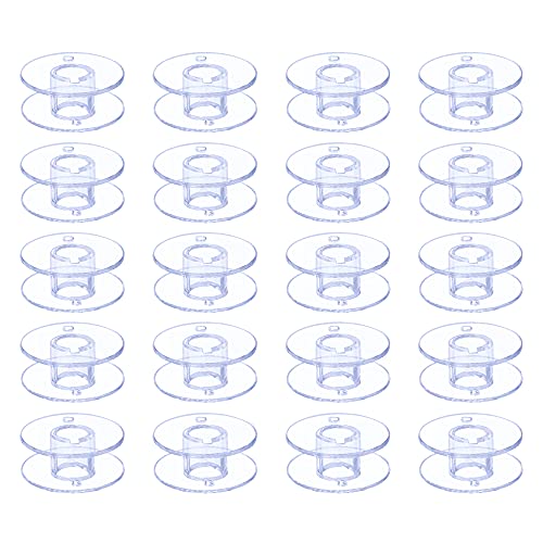 Hekisn Sewing Machine and Embroidery Bobbins, SA156 Bobbins for Brother, Class 15 Transparent Sewing Bobbins (20 Pack) - Image 1