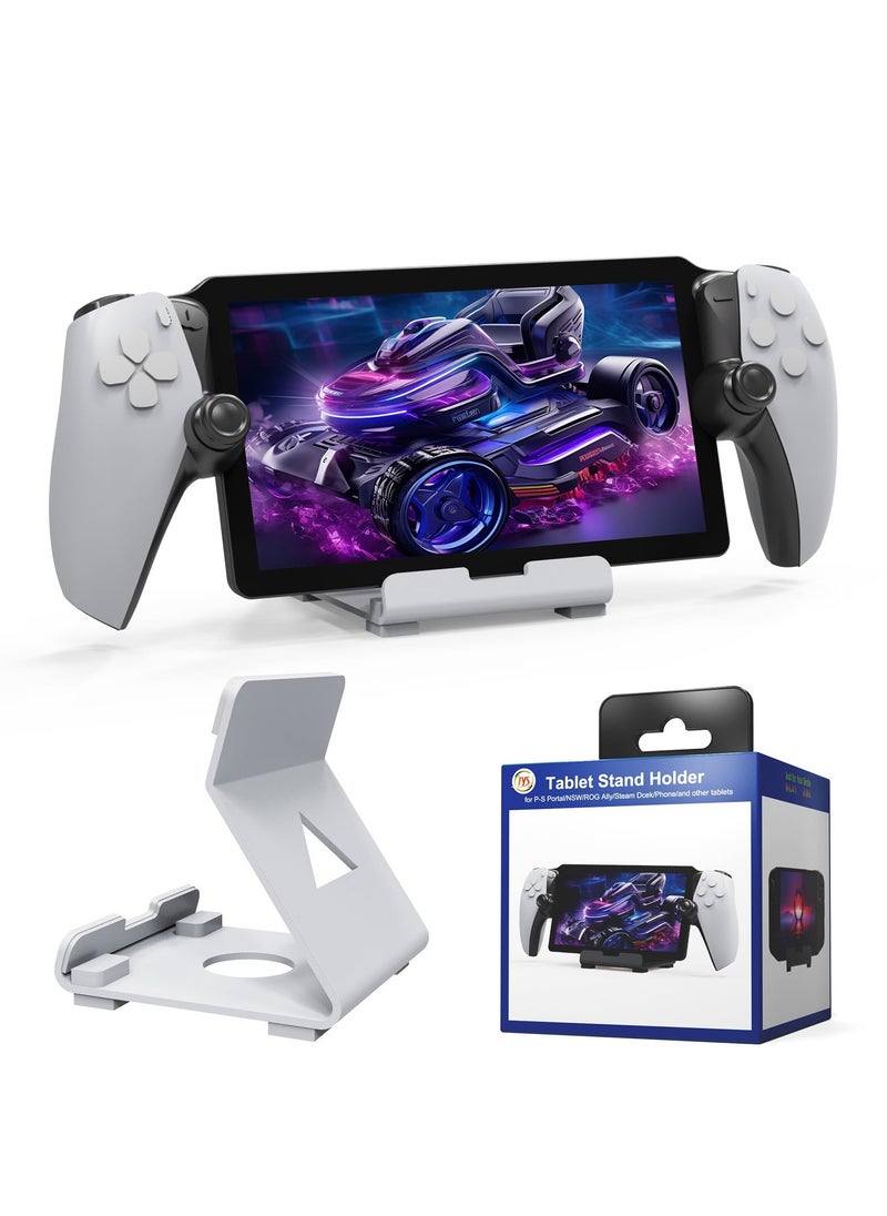 SYOSI - Stand Base Compatible with Ps5 Portal Remote Player, Frosted Aluminum Alloy Desktop stand with Anti-Slip Holder for Playstation Portal Handheld Console, Switch, And Mobile Phones (White) - Image 1