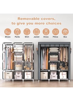 Arabest Portable Bedroom Wardrobe Grey/White 130x175x45cm  - Image 2