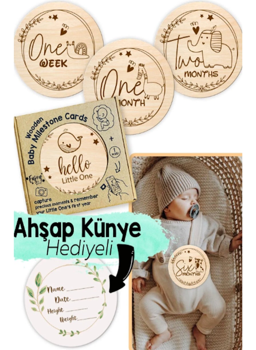 Ceo Design - Monthly Baby Memory Cards Safari Themed Wooden English Photo Shoot Cards - Image 1