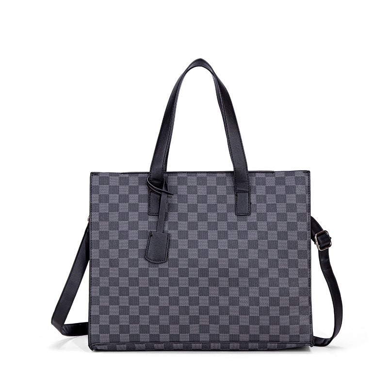 Korean Style Horizontal Fashion Pu Leather Tote Bag Trendyy Crossbody Handbag Men'S Shoulder Bag Retro Tote Bag - Image 1