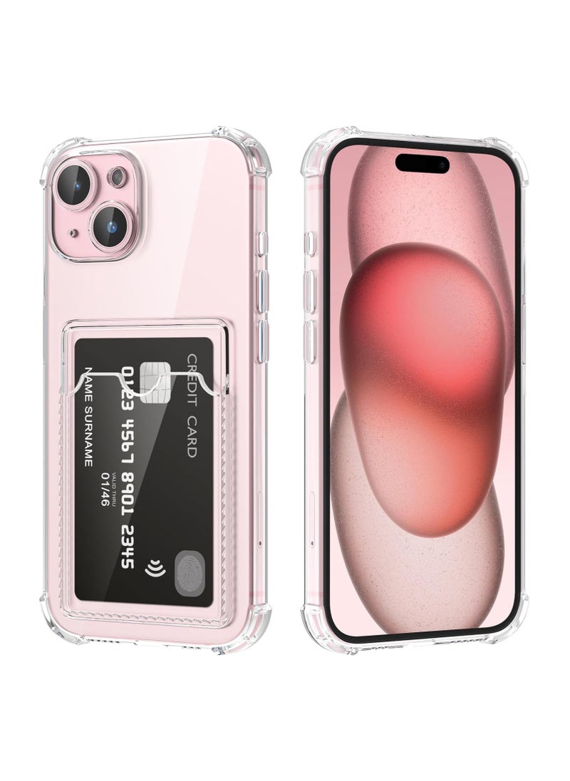 Generic - Transparent Shockproof Card Wallet Case Compatible with iPhone 15 Plus - Image 1