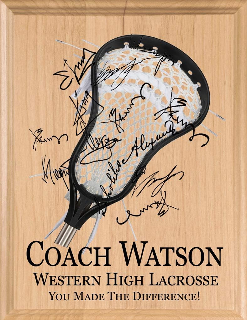 Broad Bay Lacrosse Coach Gift Plaque Signable LAX Coaches Trophy Award Plaque - Solid Wood - Made in the USA (Lacrosse Coach) - Image 1