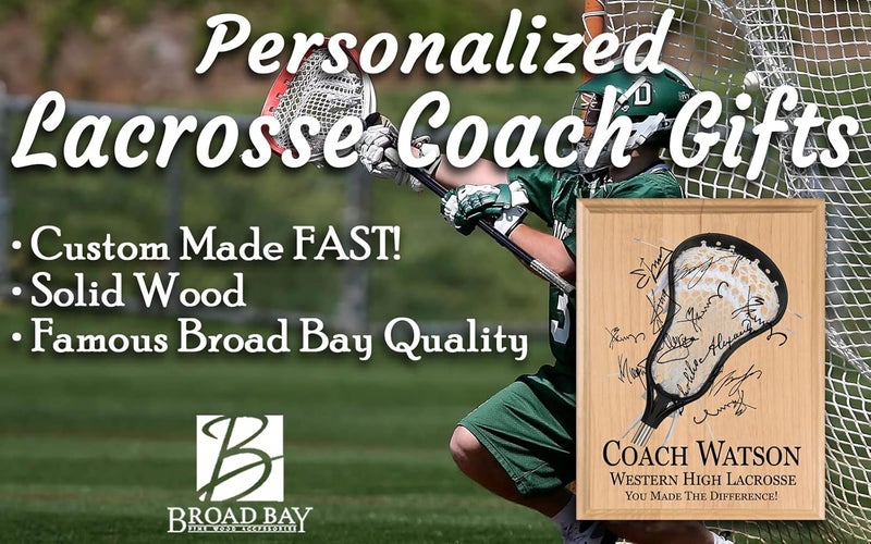 Broad Bay Lacrosse Coach Gift Plaque Signable LAX Coaches Trophy Award Plaque - Solid Wood - Made in the USA (Lacrosse Coach) - Image 2